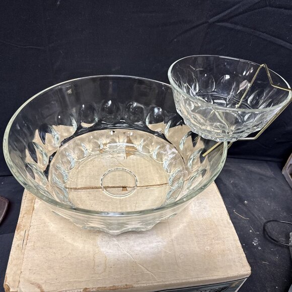 Hazelware Reflections MCM Clear Glass 3-Piece Chip & Dip Bowl Set Original Box - Picture 3 of 9